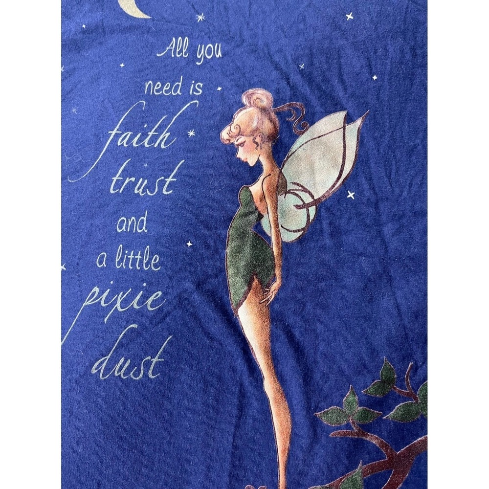 Disney Tinker Bell Faith Trust Pixie Dust Graphic Tee Navy Blue Womens 3x - Picture 7 of 9